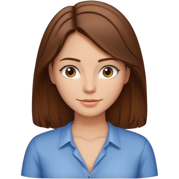 Woman with brown hair and middle part low cut shirt  emoji