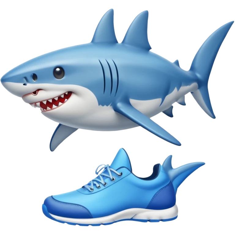 Shark with legs wearing blue shoes emoji