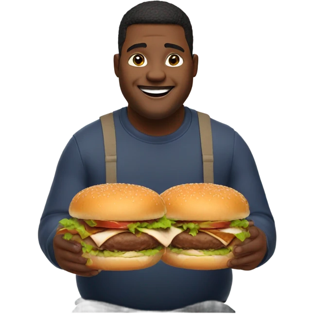 Fat guy eating a turkey burger emoji