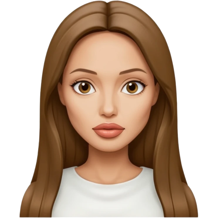 Angelina jolie , fashion model Beautiful woman model adult   large breasts  with close set eyes tan skin, full lips  long hair straight model white  top   emoji