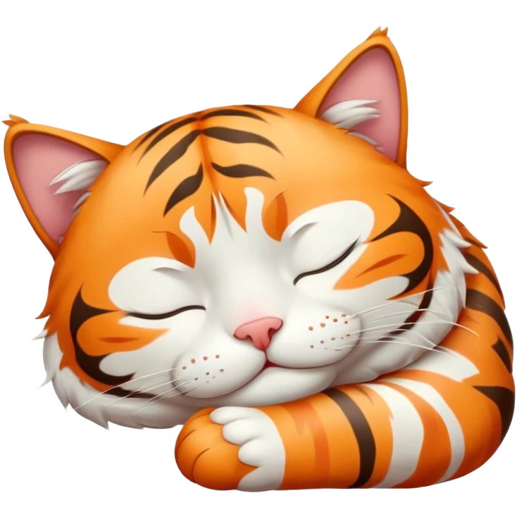 Tiger cat white and orange sleep emoji