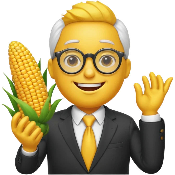 corn wearing glasses and a suit emoji