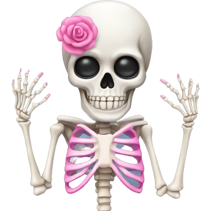 Skeleton with pink nails emoji