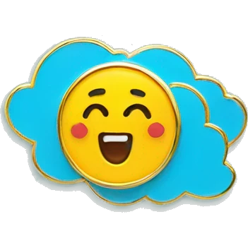 Colorful gold enamel pin sky blue background emoji