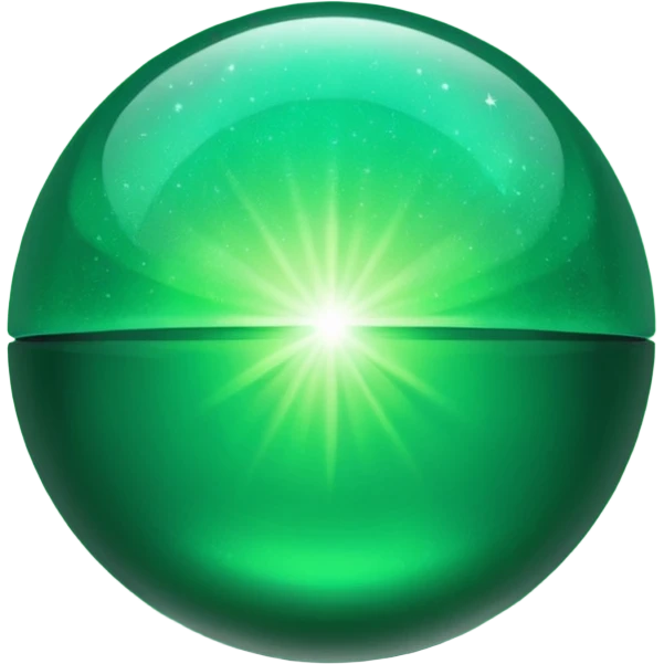 Emerald color magic ball with shimmering emoji