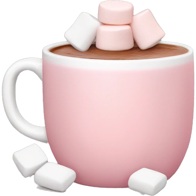 Light Pink mug of hot chocolate with marshmallows  emoji