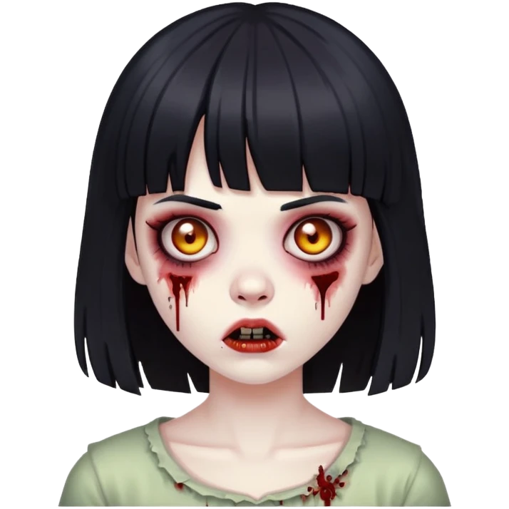 girl zombie with black hair and bangs emoji
