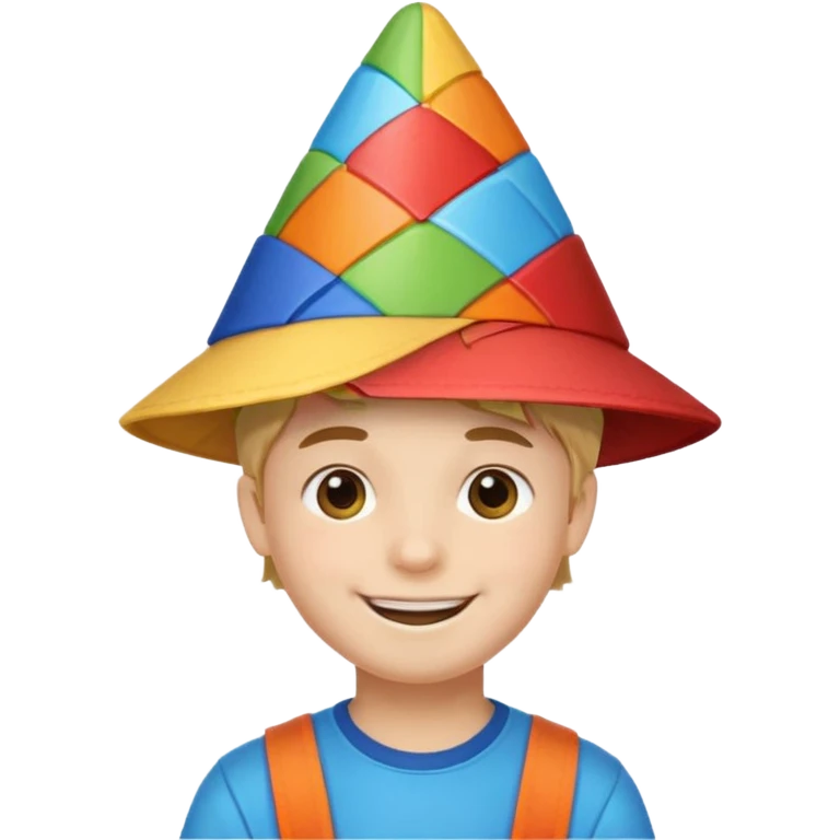 Boy wear colorful windmill hat emoji