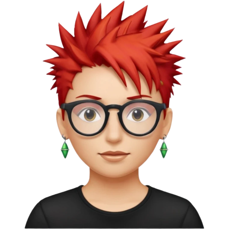 red spiky hair with glassess and earrings emoji