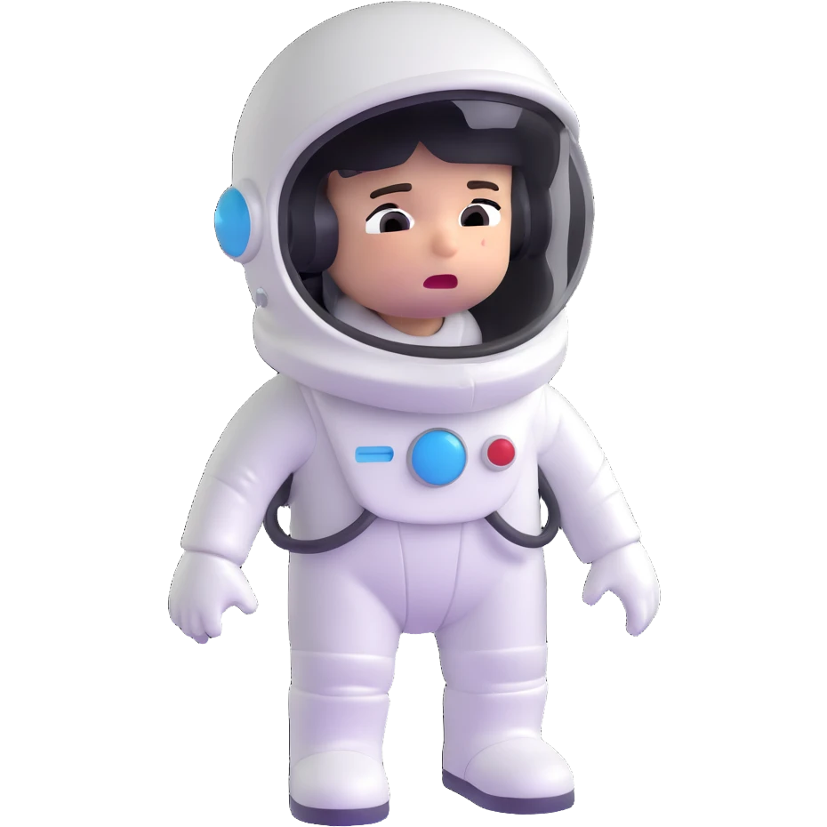 little astronaut in white suit and helmet, crying with lots of tears emoji