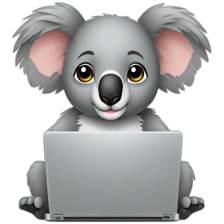 Koala-wearing-square-and-white-tee-working-on-a-black-laptop emoji