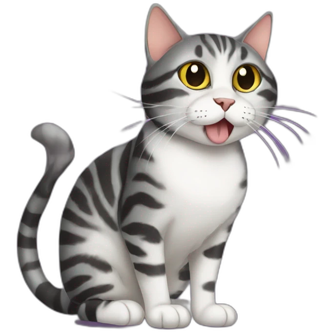 Black mackerel tabby cat blowing kiss emoji