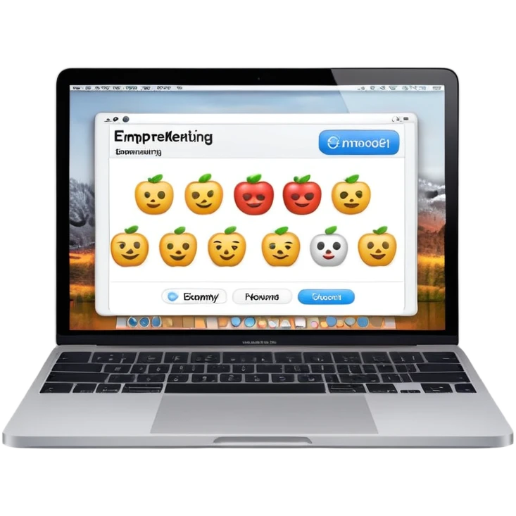 Una computadora Macbook que dentro de la pantalla dice “empremarketing” emoji
