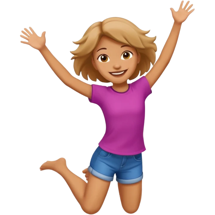Cute girl jumping for joy emoji