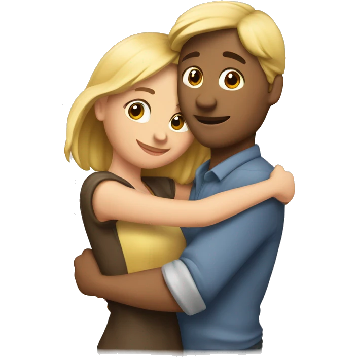 Couple hug. Sie hat braune Haare,er blonde emoji
