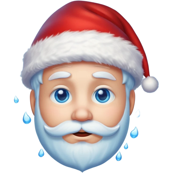 Fantasy human portrait emoji, Santa Claus hat slightly frosted, icy winter face with red candlelight reflection in eyes, cold blue lighting, subtle festive contrast, emotional minimalism, clean readable emoji style, male/female variant
 emoji