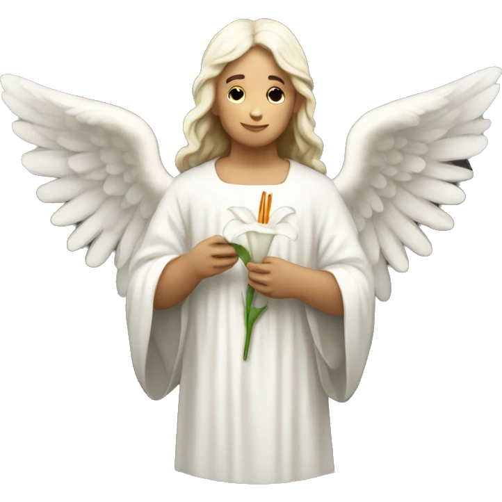 Angel Gabriel holding white lily emoji
