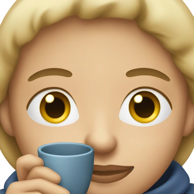 Eyes wide open sipping tea looking to the side emoji