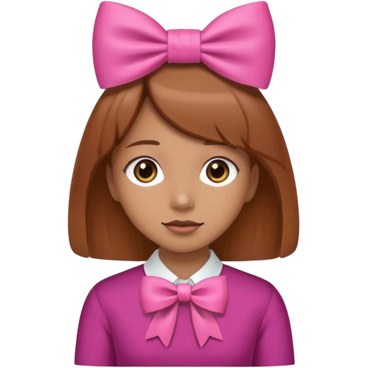 Straight gril with a pink chestnut bow emoji