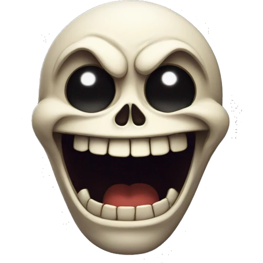 animated skull laughing with slight eye movement, devilish lokk emoji