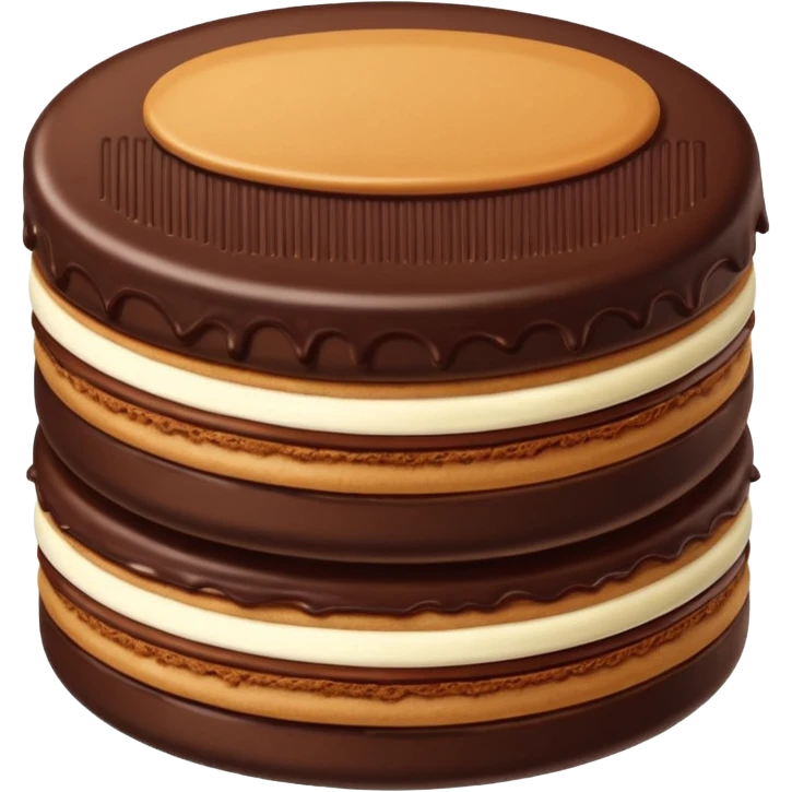 un alfajor triple de dulce de leche y chocolate de portezuelo emoji