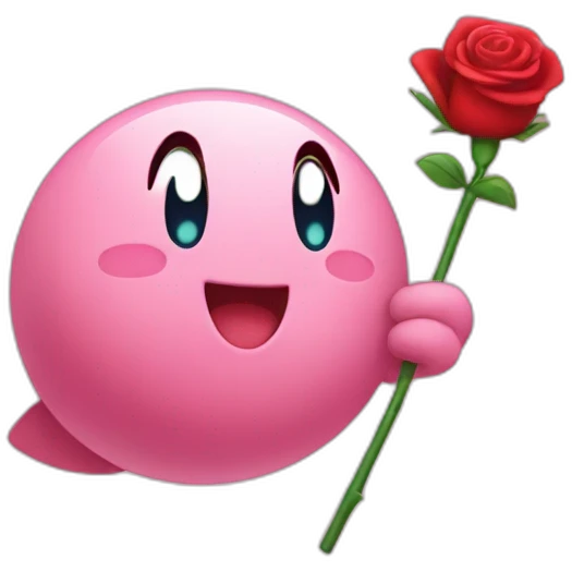 kirby giving someone a rose emoji