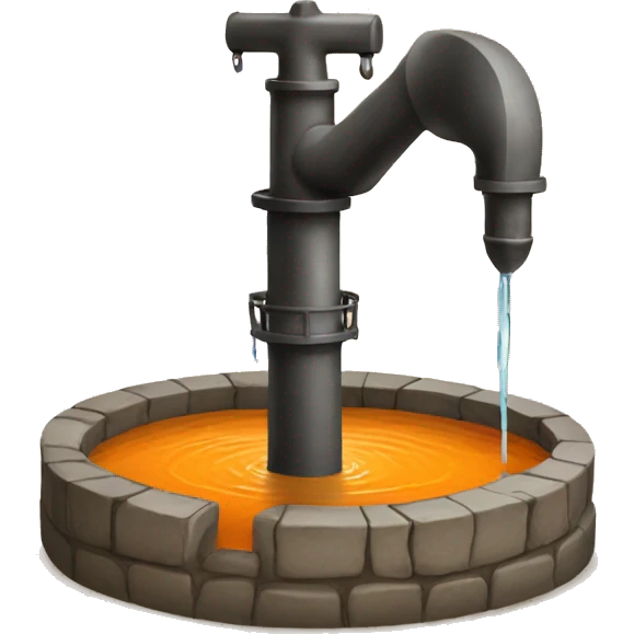 a water well that is orange because it is a bitcoin well. emoji