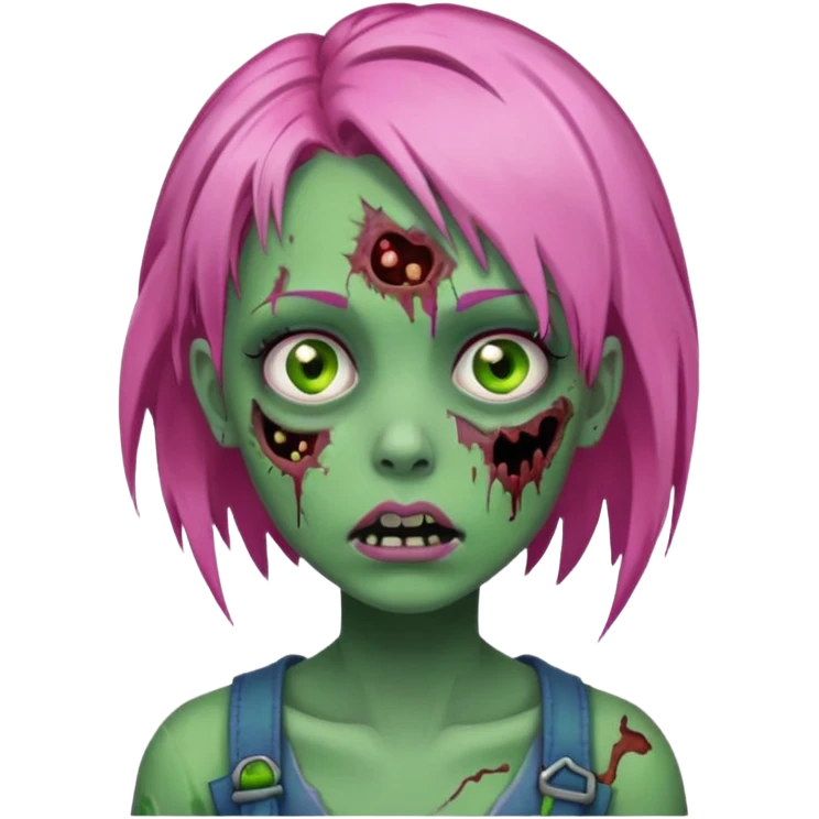 zoombie girl pink hair, green skin emoji