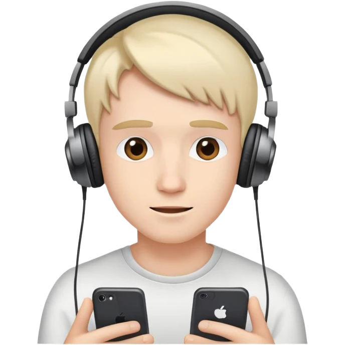 person watching YouTube videos, content creator with headphones emoji