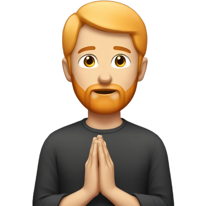 man with orange beard, short blond hair, galses as he praying  emoji