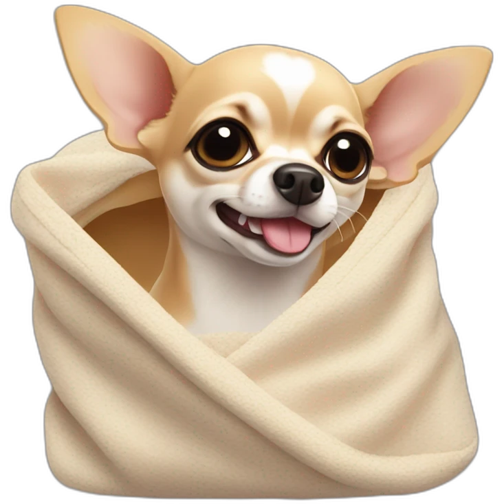 chihuahua in tote tongue out blanket emoji