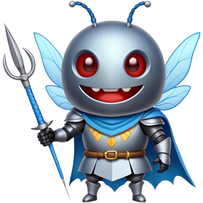 excited bug knight with needle and thread emoji