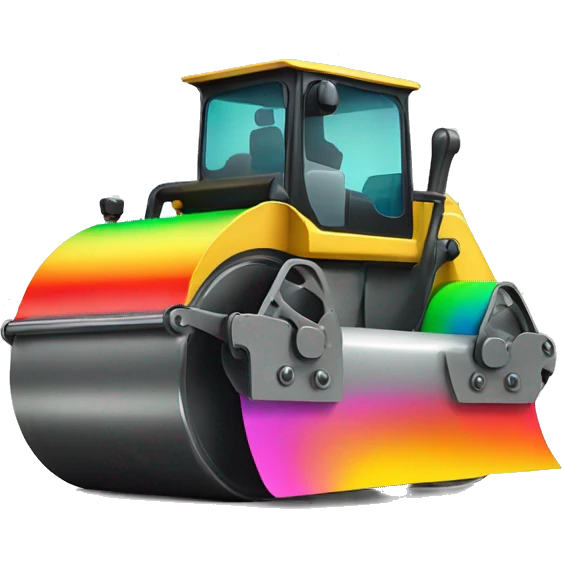 rainbow colored road roller emoji
