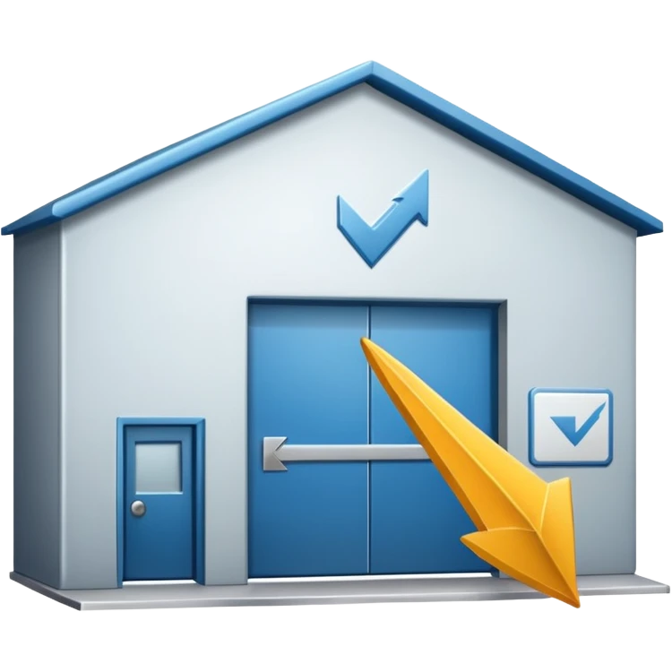 modern warehouse with an arrow that points in through te door emoji