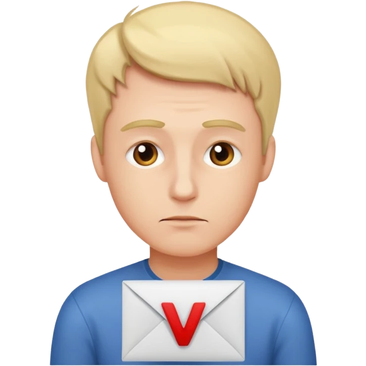 One guy thinking about the letter “V” emoji