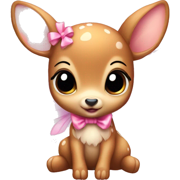 baby deer with fairy wings and a pink bow around its neck  emoji