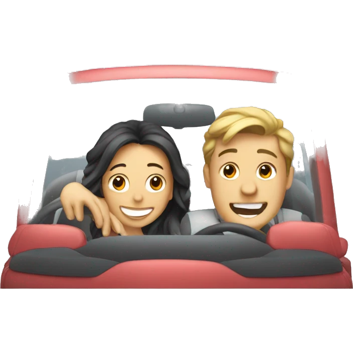 happy couple in car emoji