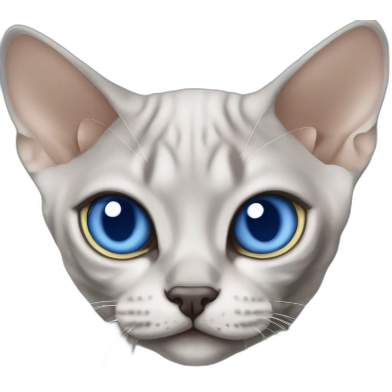 Devon Rex cat grey with blue eye open month emoji