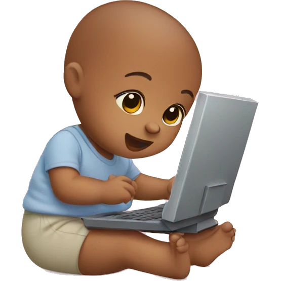 an infant using a computer emoji