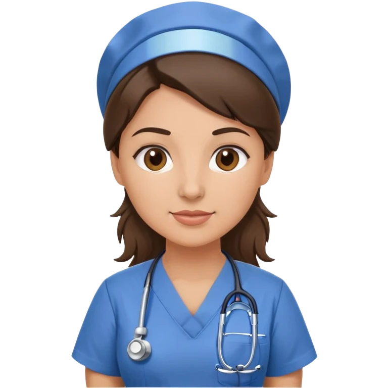 Heavy set nurse, Brunette woman in scrubs with a stethoscope emoji