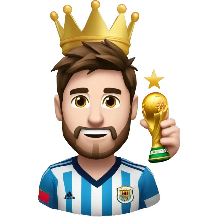 Messi con la mundial y una corona  emoji