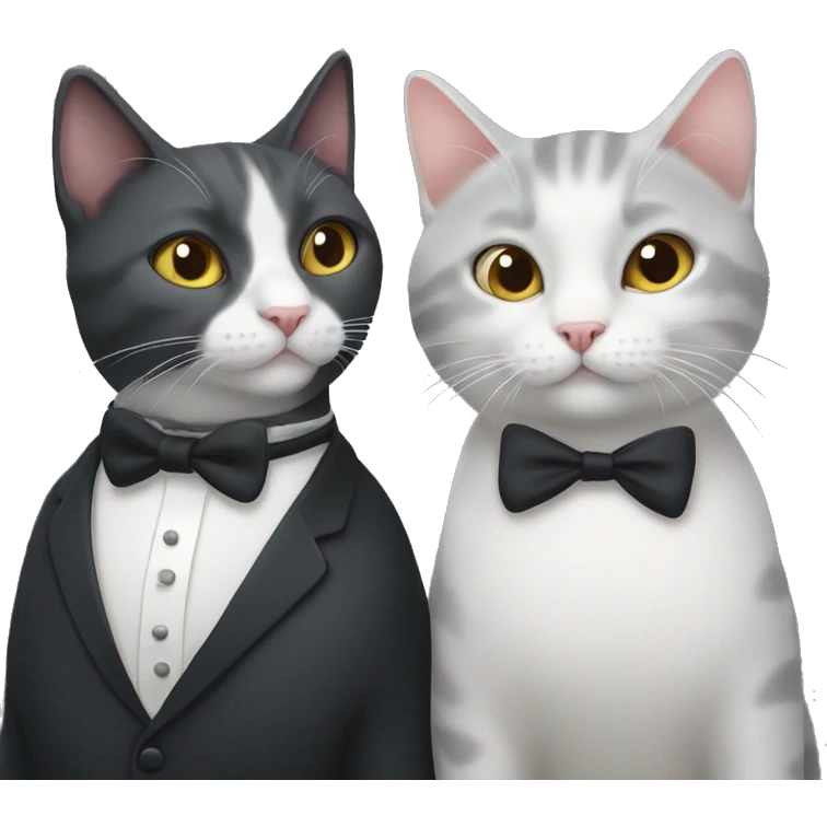 Grey cat and tuxedo cat together  emoji