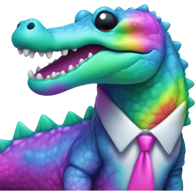 Cute neon colored tie dye crocodile   emoji