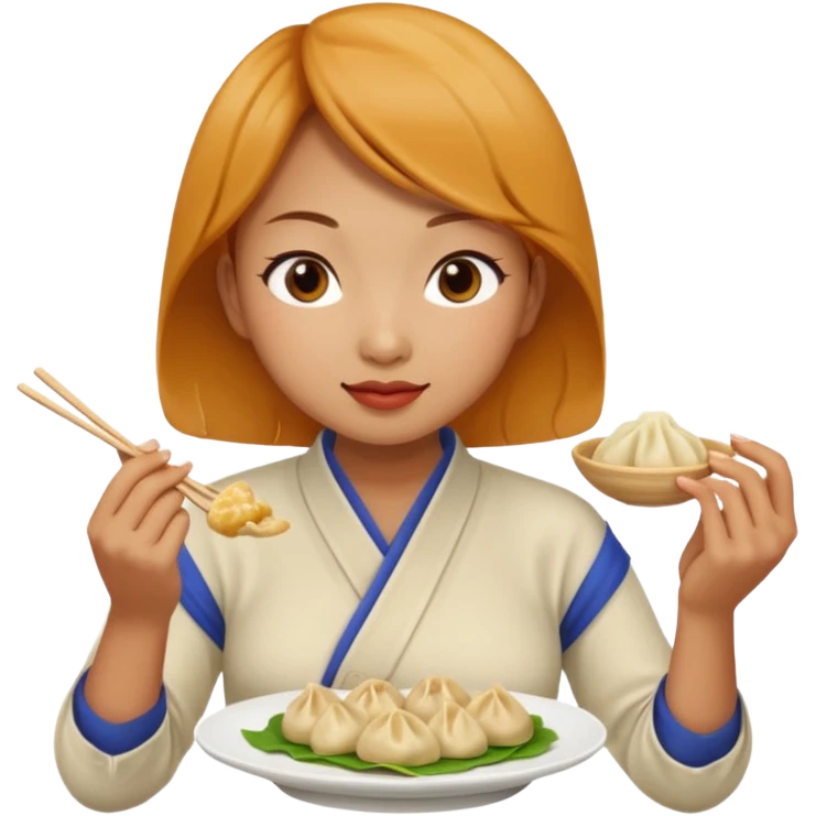 dumpling eat ginger woman emoji