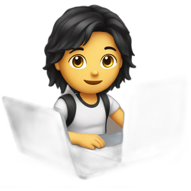 student study on laptop with black hair emoji