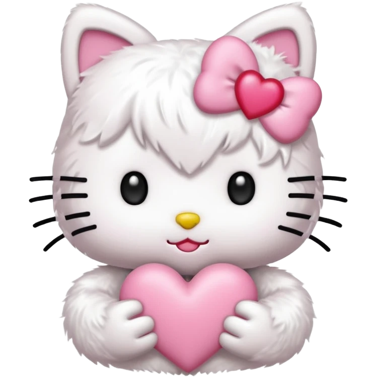 hello kitty with a pink heart above her head emoji