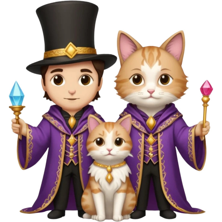 magician couple and their pet cat emoji