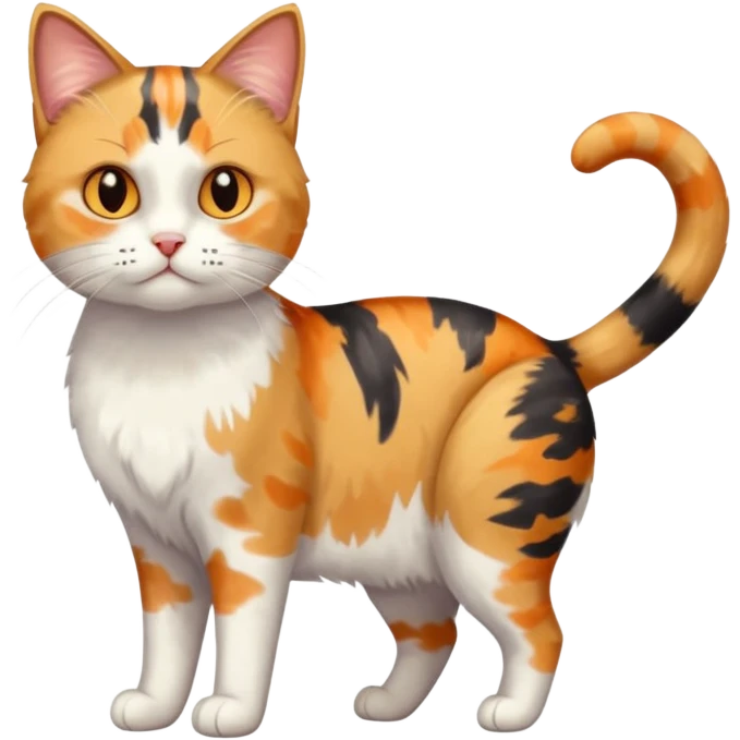 full body anxious looking colourful patchy light calico tabby cat emoji