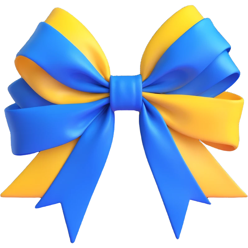 3D emoji style bow, royal blue, glossy and elegant emoji