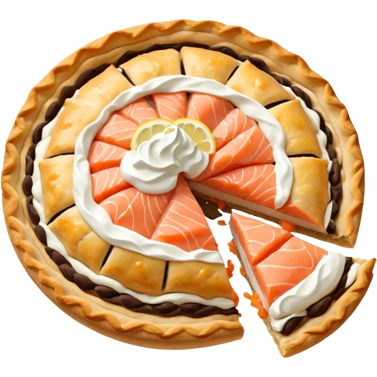 Karelian pasty with cream on top finnish with cream on top and salmon and lemon emoji
